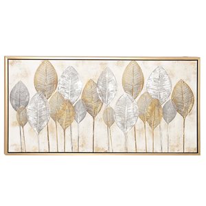 Cosmoliving By Cosmopolitan Gold Wood Framed 27-in H x 55-in W Botanical Canvas Painting