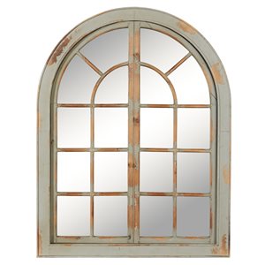 Grayson Lane 48-in L X 37-in W Arch Farmhouse Grey Framed Wall Mirror