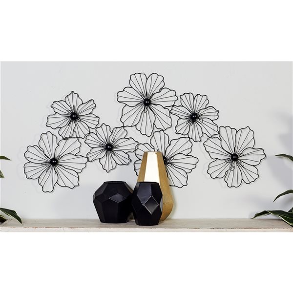 CosmoLiving by Cosmopolitan 21-in H x 43-in W Black Metal Modern/Contemporary Floral and Botanical Wall Accent