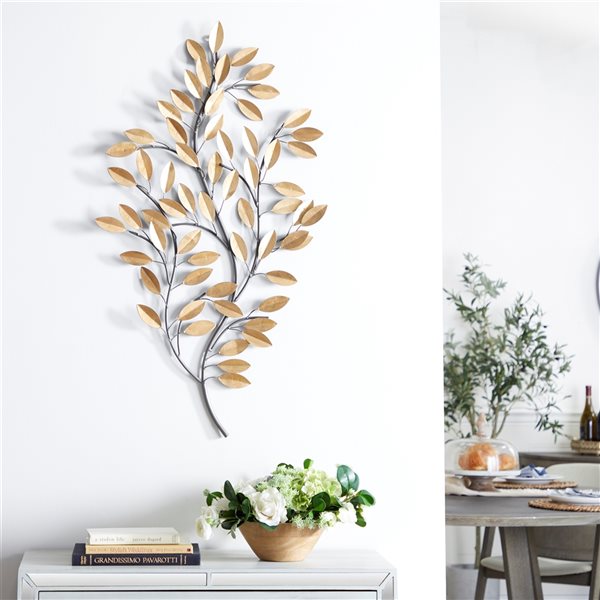 Grayson Lane 44-in H x 25-in W Gold Metal Glam Floral and Botanical Wall Accent