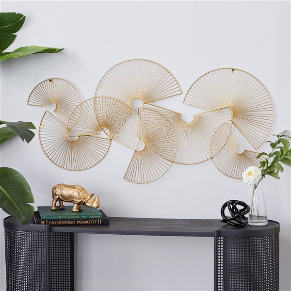 CosmoLiving by Cosmopolitan 22.30-in H x 45-in W Gold Metal Modern/Contemporary Abstract Wall Accent