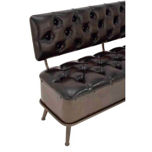 Grayson Lane Industrial Black Iron and Brown Storage Bench