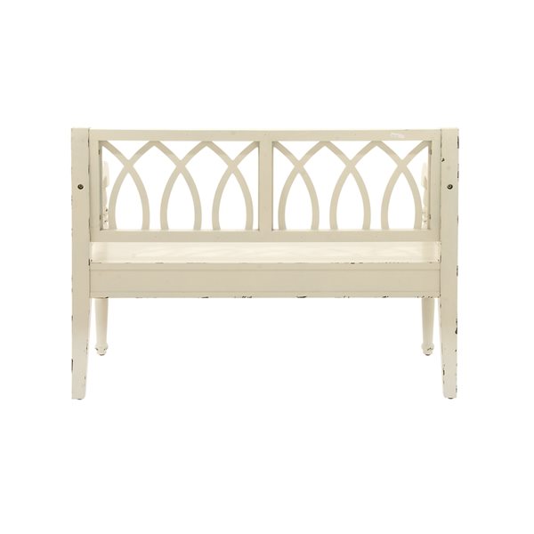 Grayson Lane Farmhouse Distressed White Wood Accent Bench