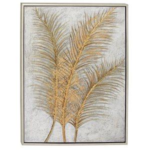 Cosmoliving By Cosmopolitan Gold Wood Framed 48-in H x 36-in W Botanical Canvas Painting
