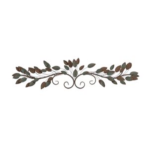 Grayson Lane 12-in H x 51-in W Blue Metal Traditional Floral and Botanical Wall Accent