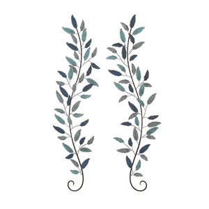 Grayson Lane 59-in H x 16-in W Blue Metal Traditional Floral and Botanical Wall Accent - 2-Pack