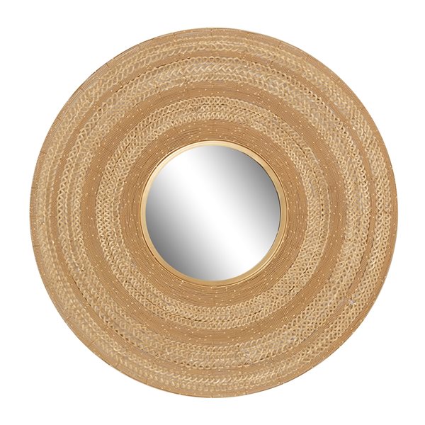 Grayson Lane 40-in L X 40-in W Contemporary Round Brown Framed Wall Mirror