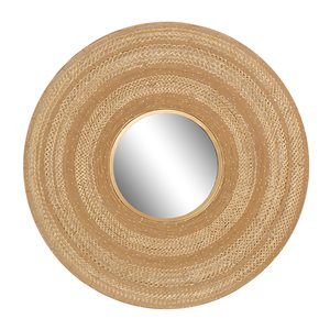 Grayson Lane 40-in L X 40-in W Contemporary Round Brown Framed Wall Mirror