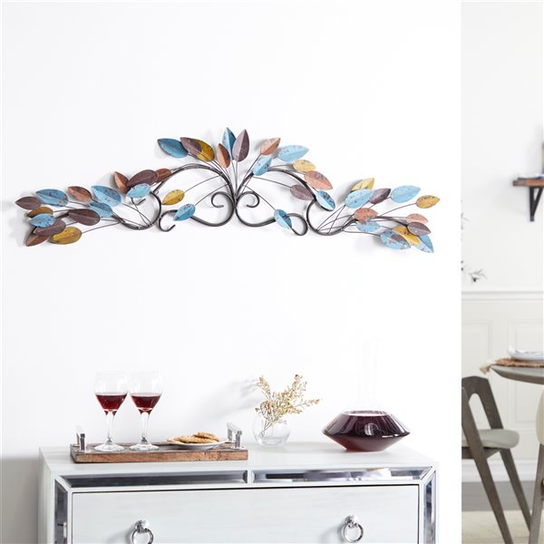 Grayson Lane 10-in H x 43-in W Multicoloured Metal Traditional Floral and Botanical Wall Accent