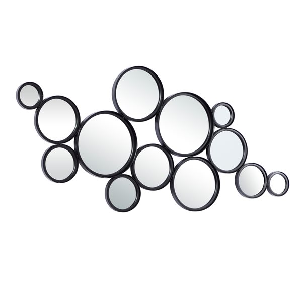 Grayson Lane 52-in L X 23.88-in W Contemporary Round Black Framed Wall Mirror