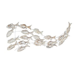 Grayson Lane 17-in H x 45-in W White Wood Coastal Fish Wall Accent
