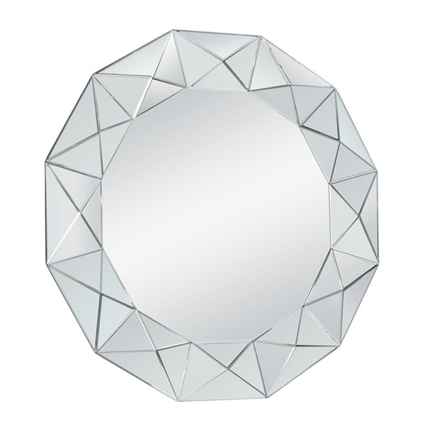 Grayson Lane 39.5-in L X 39.5-in W Glam Round Silver Framed Wall Mirror