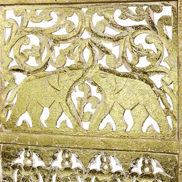 Grayson Lane 4-Panel Gold Wood Folding Traditional Style Room Divider