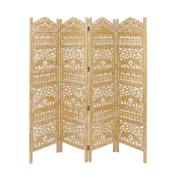 Grayson Lane 4-Panel Gold Wood Folding Traditional Style Room Divider