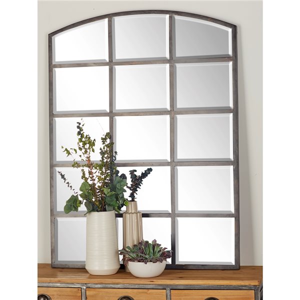 Grayson Lane 48-in L X 36-in W Industrial Arch Clear Framed Wall Mirror