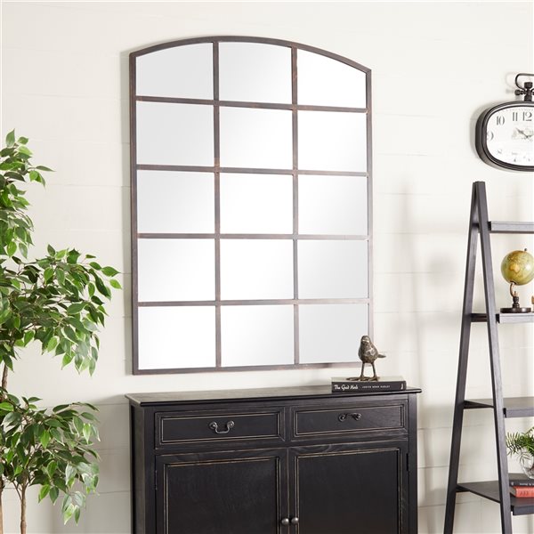 Grayson Lane 48-in L X 36-in W Industrial Arch Clear Framed Wall Mirror