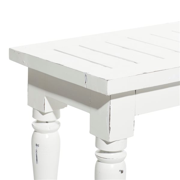 Grayson Lane Farmhouse Distressed White Accent Bench