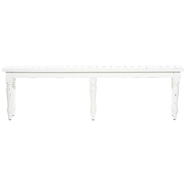 Grayson Lane Farmhouse Distressed White Accent Bench