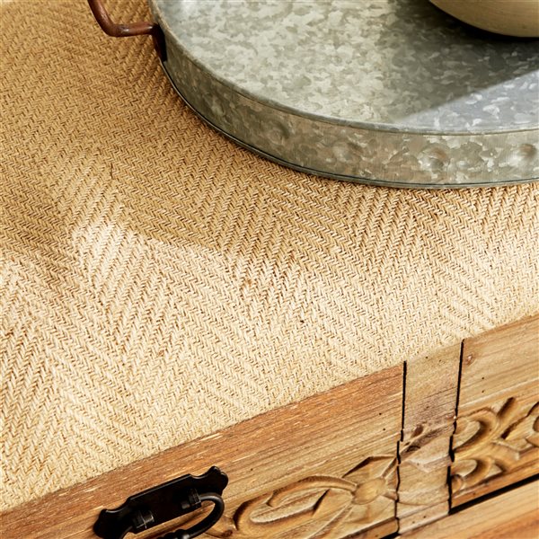 Grayson Lane Farmhouse Light Brown/Black/Beige Storage Bench