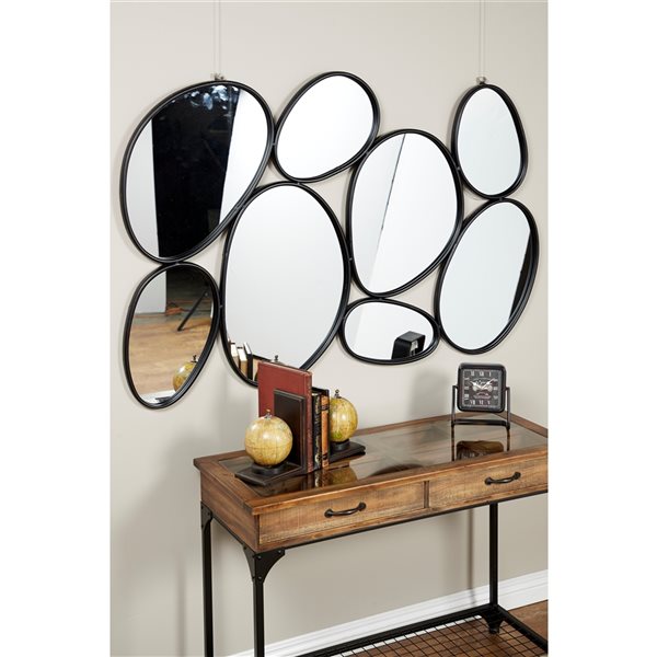 Grayson Lane 35.25-in L X 54-in W Contemporary Oval Black Framed Wall Mirror