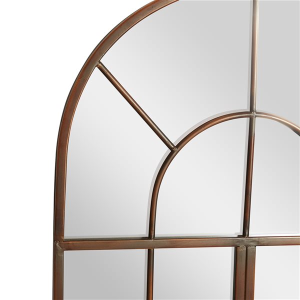 Grayson Lane 48-in L X 24-in W Traditional Arch Brown Framed Wall Mirror