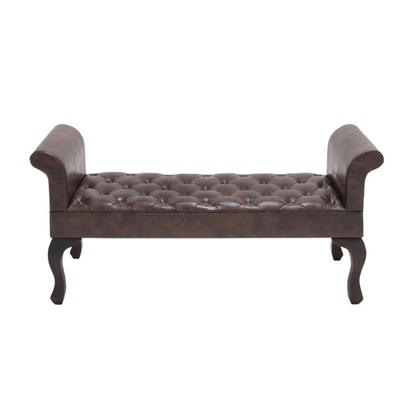 Grayson Lane Industrial Glossy Walnut Brown Accent Bench