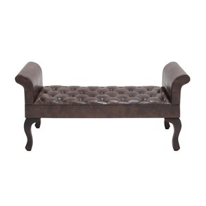 Grayson Lane Industrial Glossy Walnut Brown Accent Bench