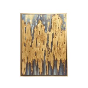 Grayson Lane Gold Wood Framed 47-in H x 36-in W Abstract Brown Canvas Painting