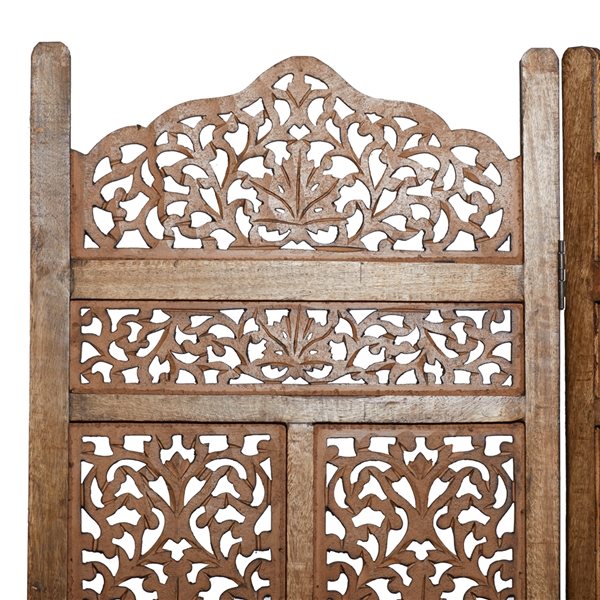 Grayson Lane 4-Panel Brown Wood Folding Traditional Style Room Divider