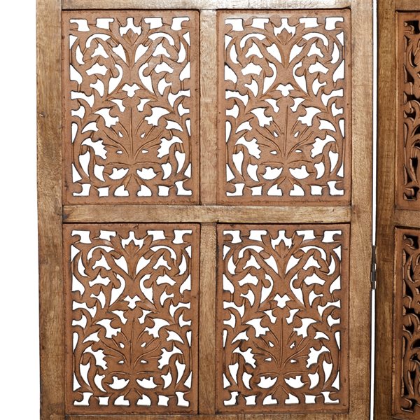 Grayson Lane 4-Panel Brown Wood Folding Traditional Style Room Divider