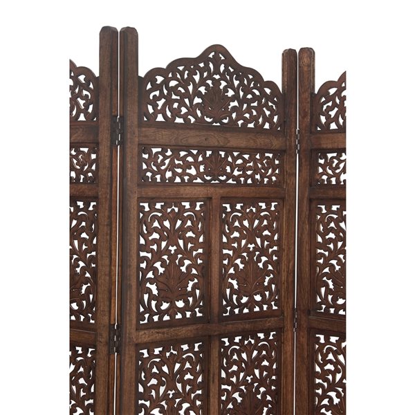 Grayson Lane 4-Panel Brown Wood Folding Traditional Style Room Divider