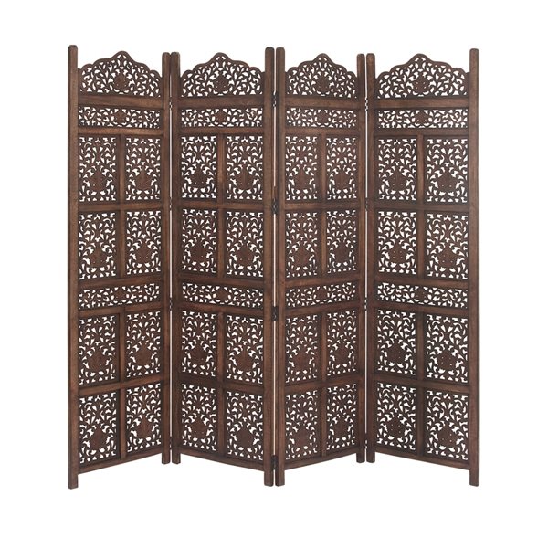 Grayson Lane 4-Panel Brown Wood Folding Traditional Style Room Divider