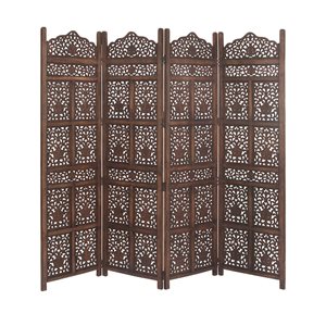 Grayson Lane 4-Panel Brown Wood Folding Traditional Style Room Divider