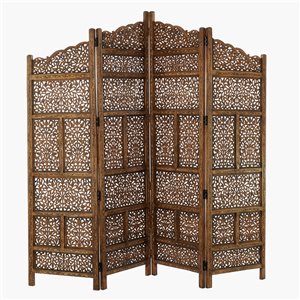 Grayson Lane 4-Panel Brown Wood Traditional Style Folding Room Divider