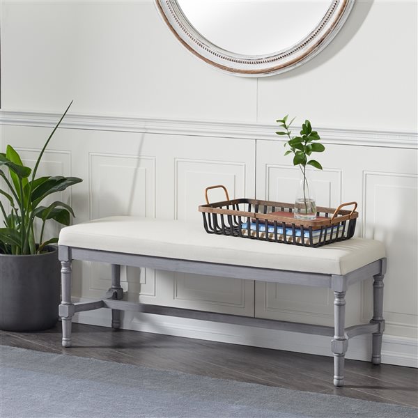 Grayson Lane Industrial White/Grey Accent Bench