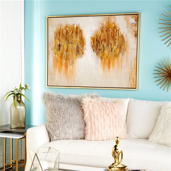 Cosmoliving By Cosmopolitan Brown Wood Framed 36-in H x 47-in W Abstract Canvas Painting