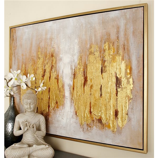 Cosmoliving By Cosmopolitan Brown Wood Framed 36-in H x 47-in W Abstract Canvas Painting