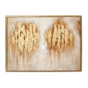 Cosmoliving By Cosmopolitan Brown Wood Framed 36-in H x 47-in W Abstract Canvas Painting