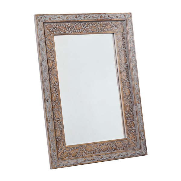 Grayson Lane 48-in L X 35.5-in W Vintage Rectangle Brown Framed Wall Mirror