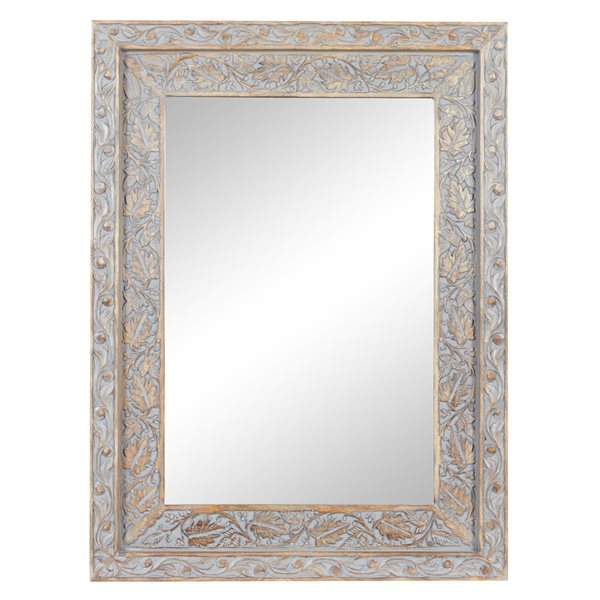 Grayson Lane 48-in L X 35.5-in W Vintage Rectangle Brown Framed Wall Mirror