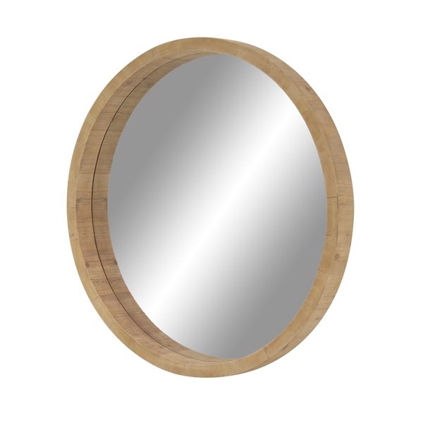 Grayson Lane 39.5-in L X 39.5-in W Natural Round Brown Framed Wall Mirror