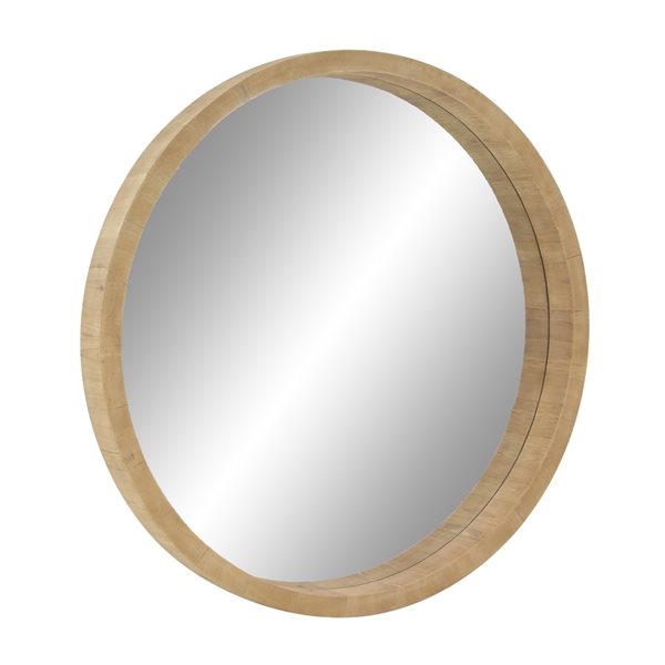 Grayson Lane 39.5-in L X 39.5-in W Natural Round Brown Framed Wall Mirror