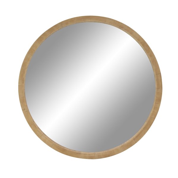 Grayson Lane 39.5-in L X 39.5-in W Natural Round Brown Framed Wall Mirror