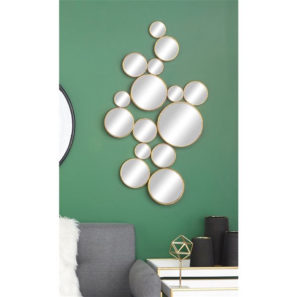 Cosmoliving By Cosmopolitan 40-in L X 22-in W Contemporary Round Gold Framed Wall Mirror