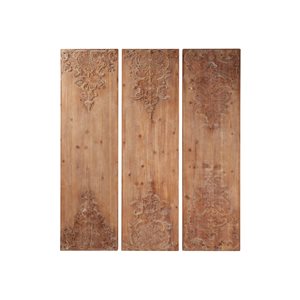 Grayson Lane Brown Wood Framed 55-in H x 15.5-in W Abstract Wood Wall Panel