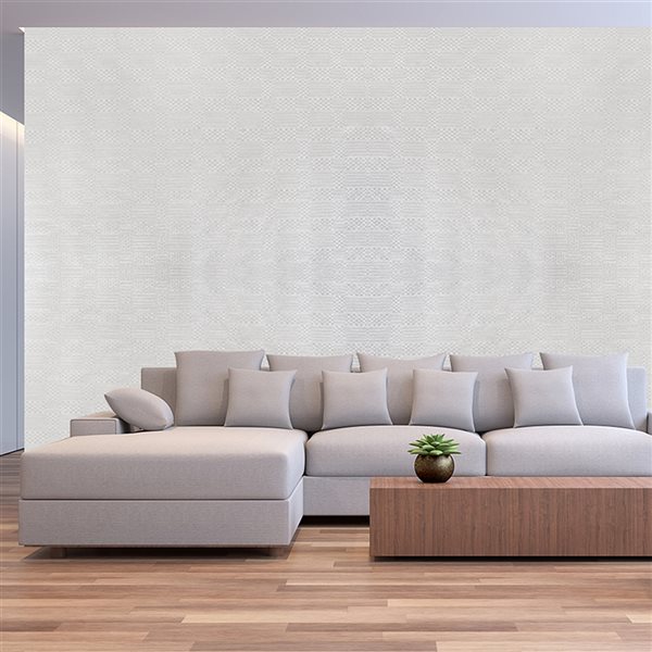 Dundee Deco Falkirk Mcgowen II 36-sq. ft. Light Grey Vinyl Paintable Textured Abstract Self-Adhesive Wallpaper