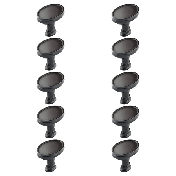 Boutons d'armoire transitionnels ovales Mascouche par Richelieu noir mat, paquet de 10