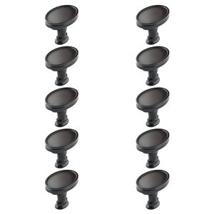 Boutons d'armoire transitionnels ovales Mascouche par Richelieu noir mat, paquet de 10