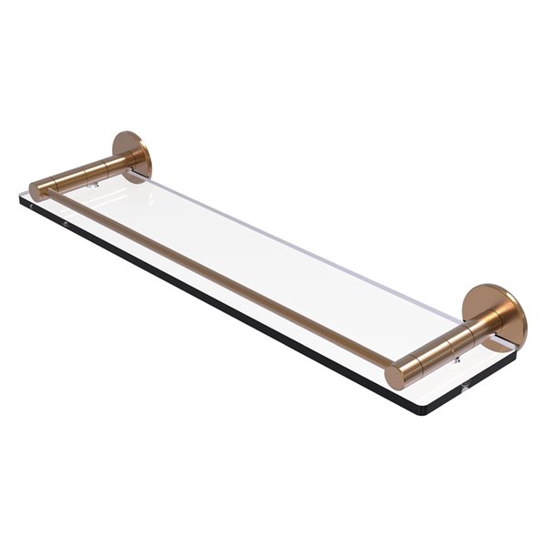 Allied Brass Fresno Brushed Bronze Glass Wall Mount Bathroom Shelf with Vanity Rail