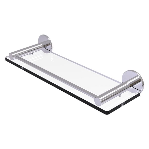Allied Brass Fresno Polished Chrome Glass Bathroom Shelf with Vanity